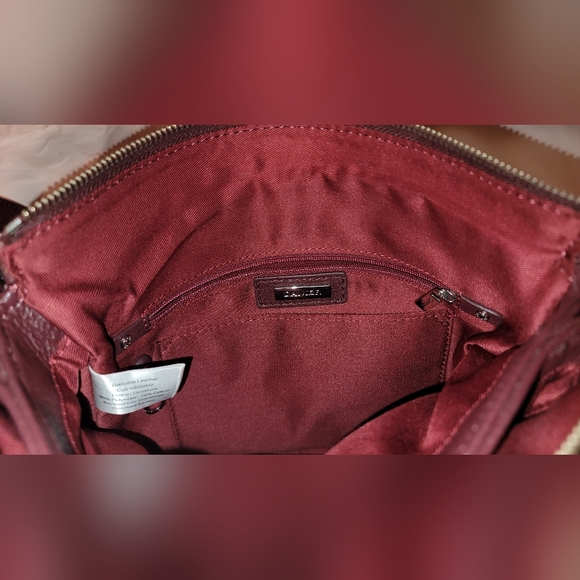 NWoT Danier Wine Red Double Compartment Crossbody Purse - Picture 3 of 6